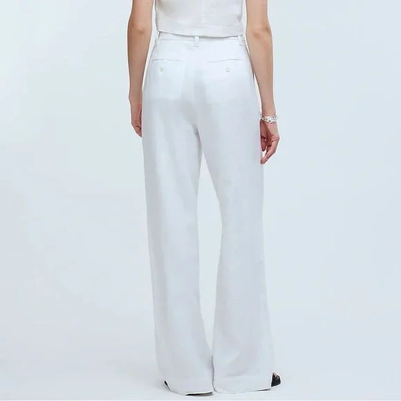 NWT Madewell White The Harlow Wide-Leg Pant in 100% Linen - Picture 3 of 11